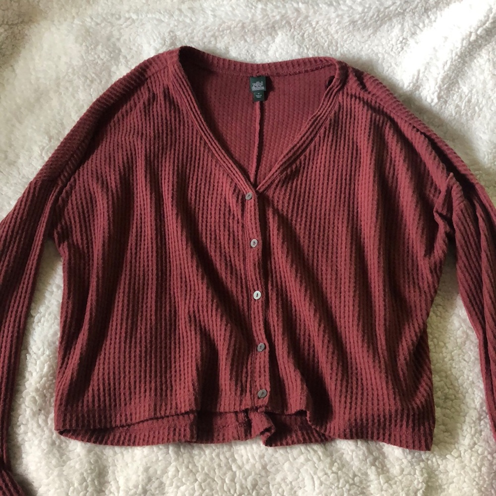 NWOT waffle knit long sleeve button up